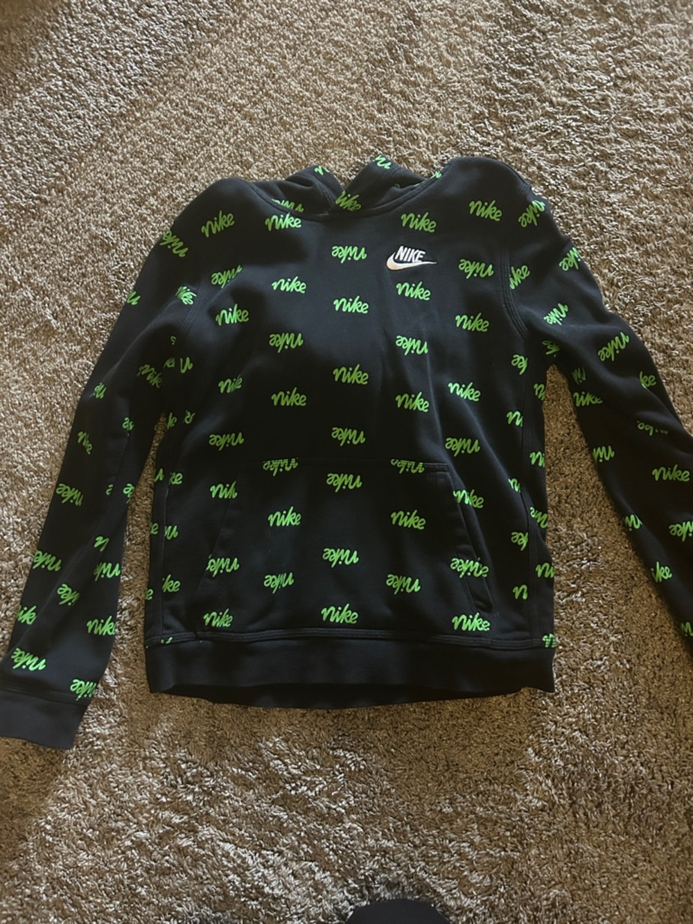 Nike Black Pullover with Neon Green Script